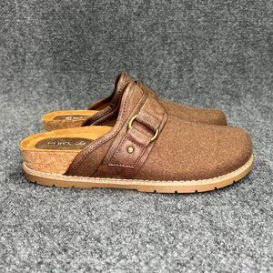 EuroSoft Gowan Buckle Mules Women's Size 7.5 Brown Brushed Slip On Comfort Shoe